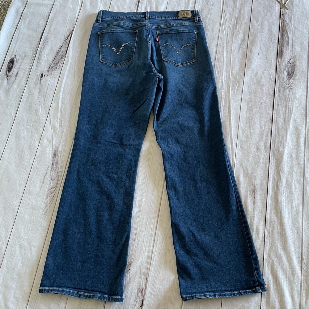 Levi’s Perfectly Slimming 512 Bootcut Jeans Women’s 14 R Blue Studded Coastal - Picture 6 of 14